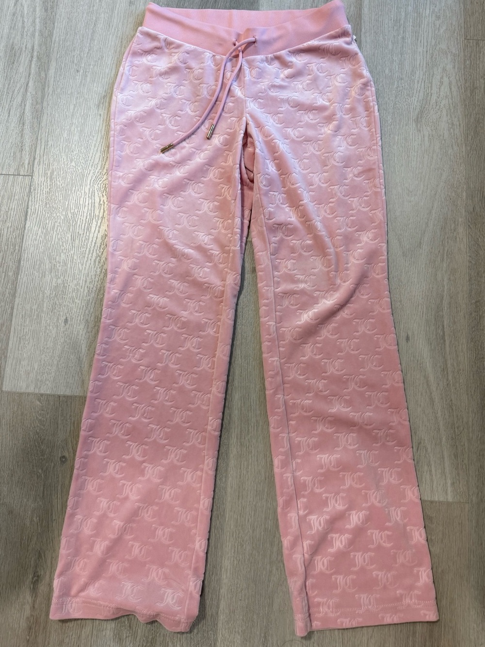 Juicy Couture Light Pink Womens Velour Monogram Lounge Pants